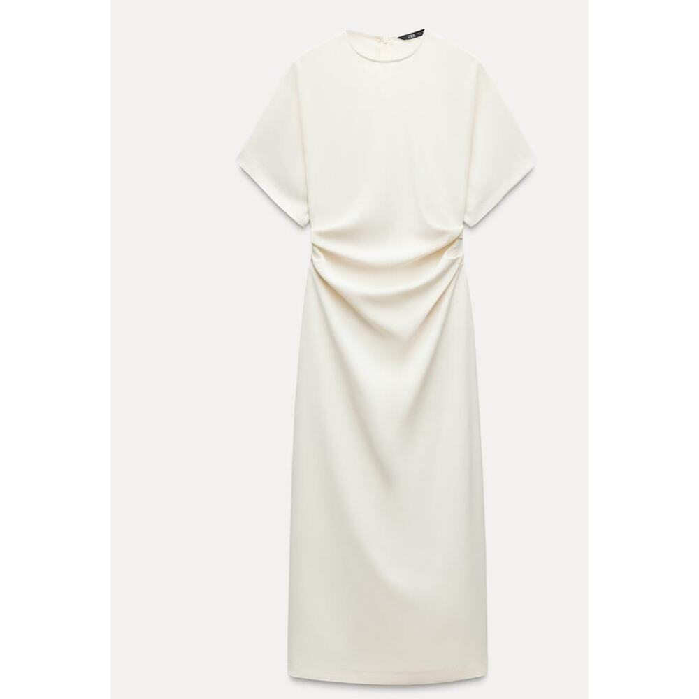 Nwt-Zara- DRAPED FITTED DRESS-Large - Picture 2 of 7